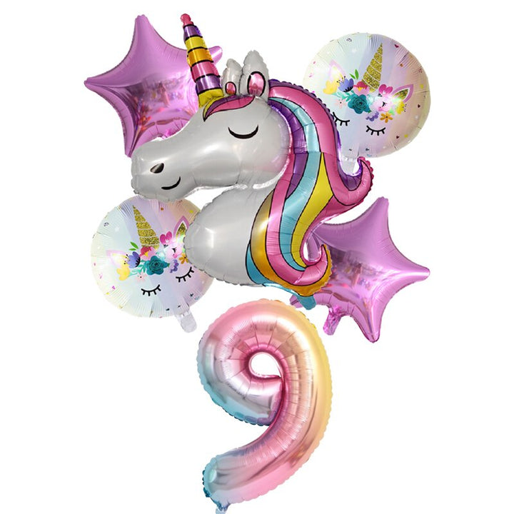 Rainbow Unicorn Balloons 6 pcs/Set