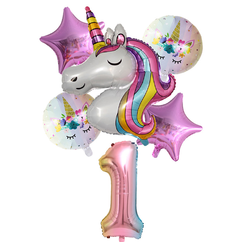 Rainbow Unicorn Balloons 6 pcs/Set