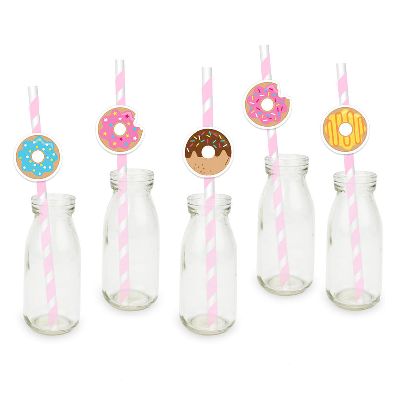 donut decorated paper drinking straws - MRSLM