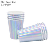silver paper party tableware set, view 4 - MRSLM