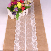 lace trim jute table runner, view 10 - MRSLM