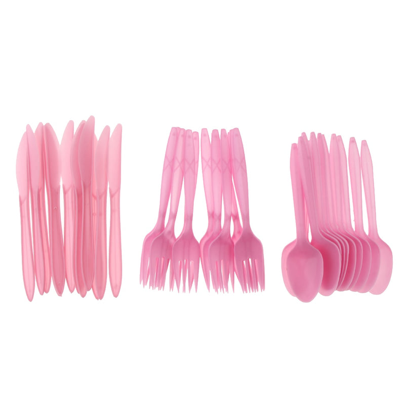 pink party disposable tableware set, view 2 - MRSLM