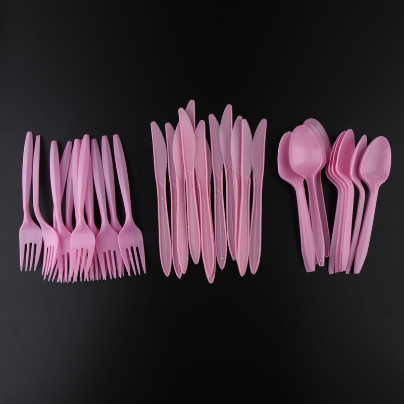 pink party disposable tableware set, view 3 - MRSLM