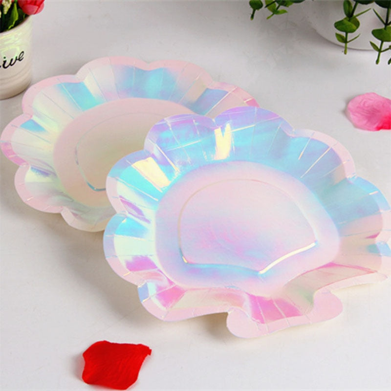 Sparkle Shell Paper Plates 6 pcs Set