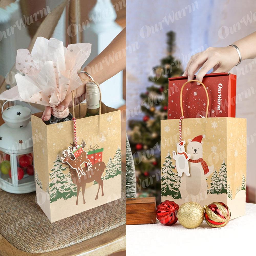 Kraft Paper Gift Bags for Christmas