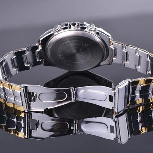Luxury Men Big Round Case Watch Alloy Band Quartz Casual Wrist Watch Xmas Gift - MRSLM