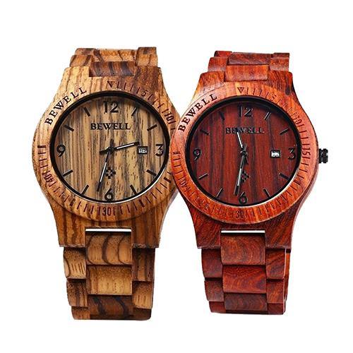 Men Luxury Natural Maple Wooden Handmade Quartz Movement Casual Wrist Watch - MRSLM