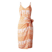 Women's printed split suspender chiffon dress, view 2 - MRSLM