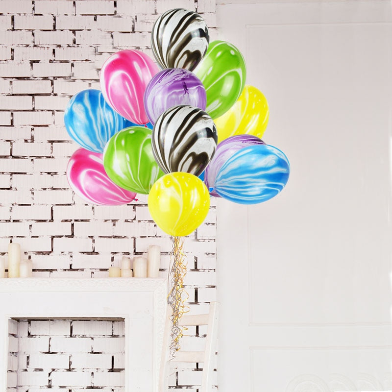 Hot Pink Marble Printed Party Balloons 10 pcs Set