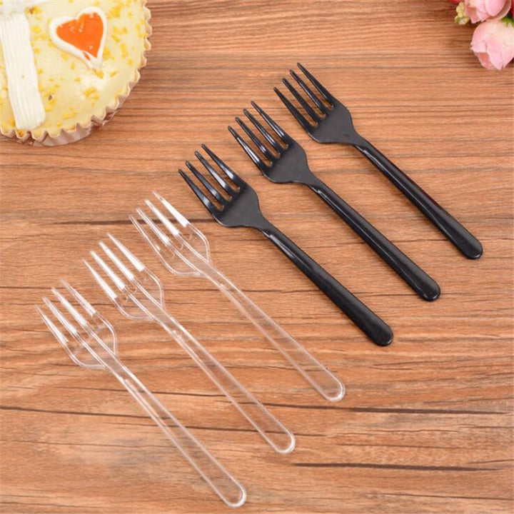 Transparent / Black Disposable Forks 95 pcs Set