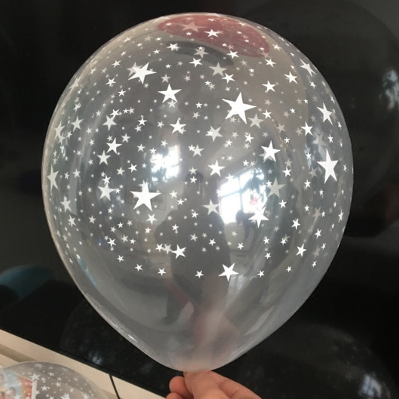 transparent star printed latex balloons, view 3 - MRSLM