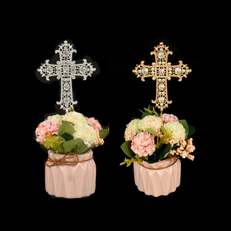crystal cross cake topper, view 4 - MRSLM