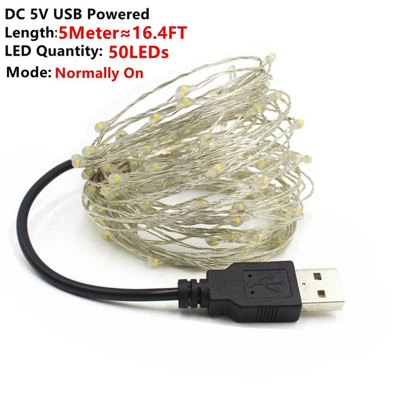 copper wire LED string lights, view 12 - MRSLM