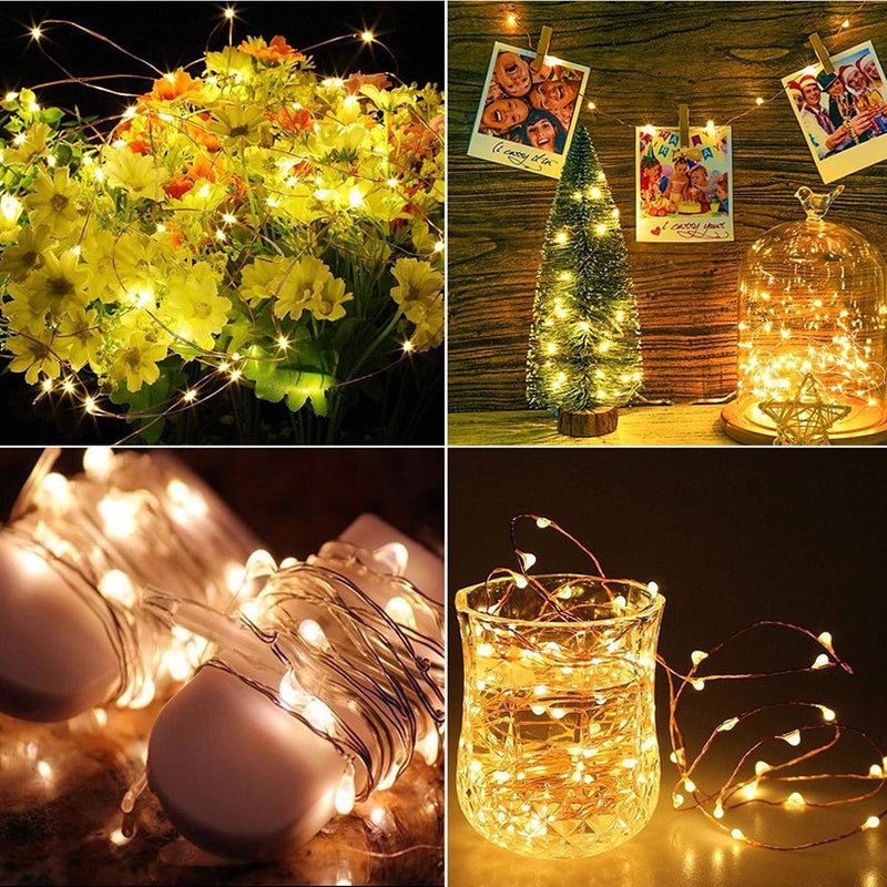 copper wired LED string lights, view 6 - MRSLM