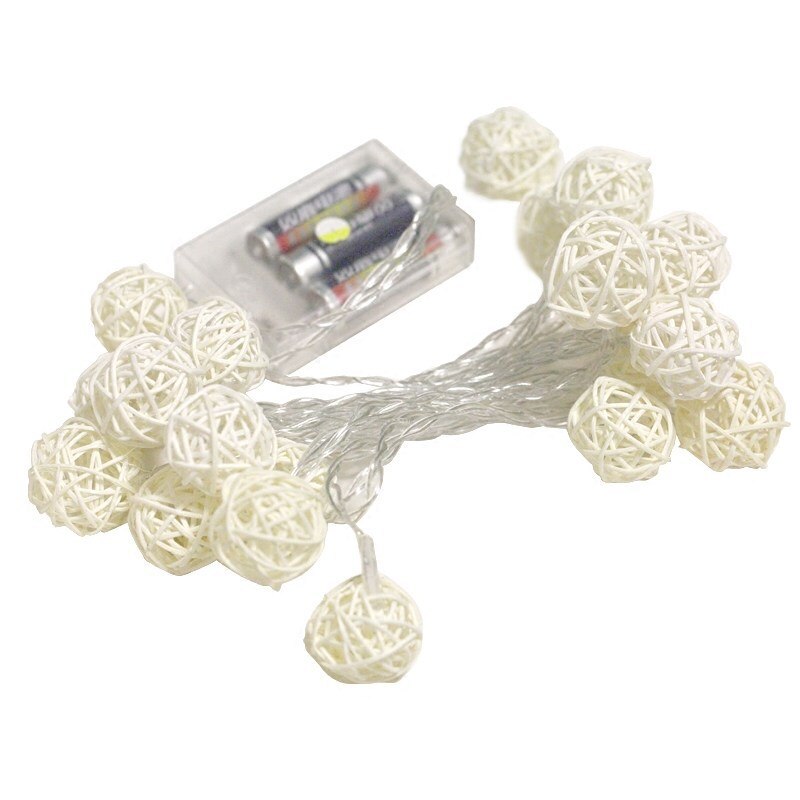 Warm White Rattan Ball LED String Light