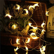 Moon shaped LED string light, view 2 - MRSLM