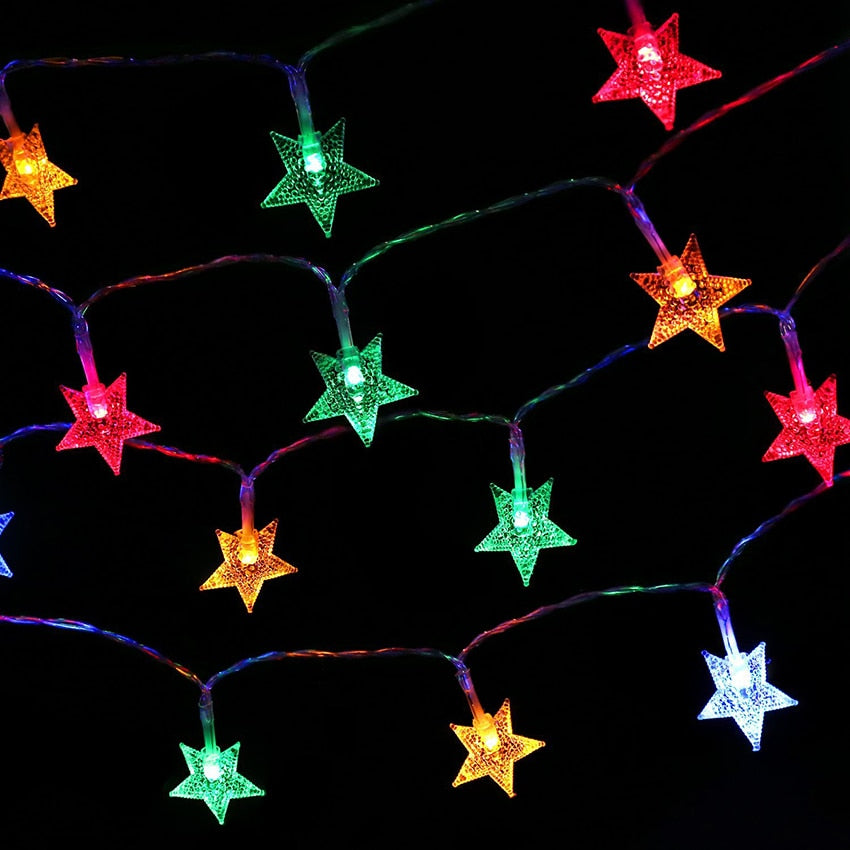 Star Shaped LED String Lights with Battery