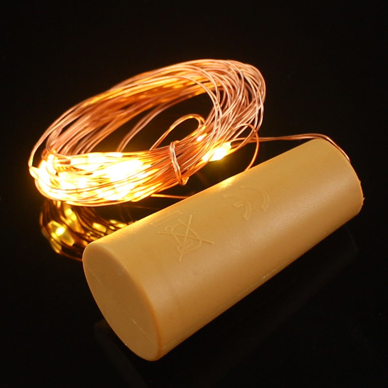 20 led copper wire string lights with bottle stopper, view 3 - MRSLM