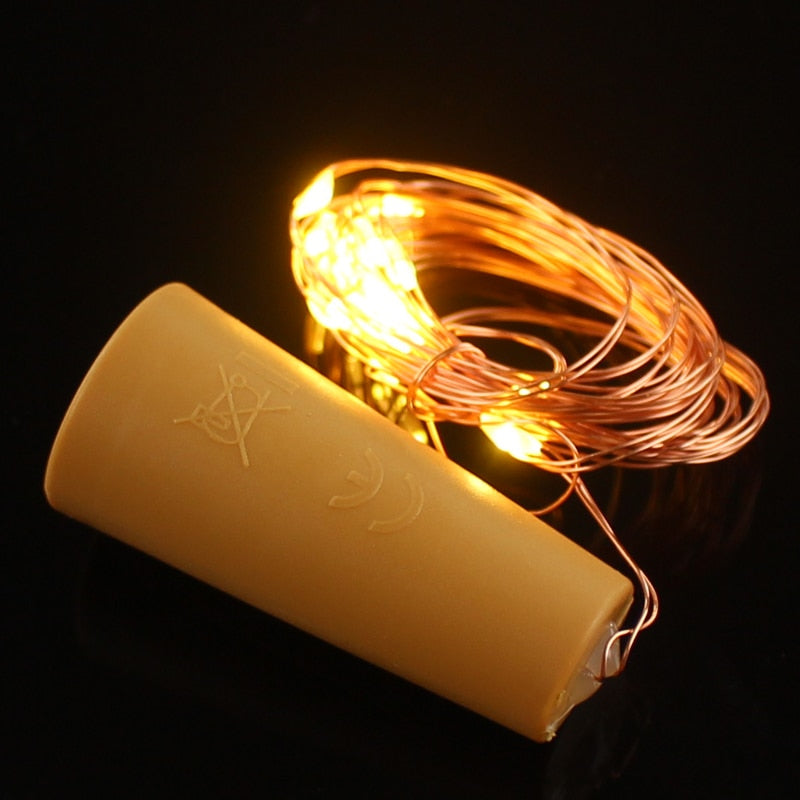 20 led copper wire string lights with bottle stopper, view 4 - MRSLM