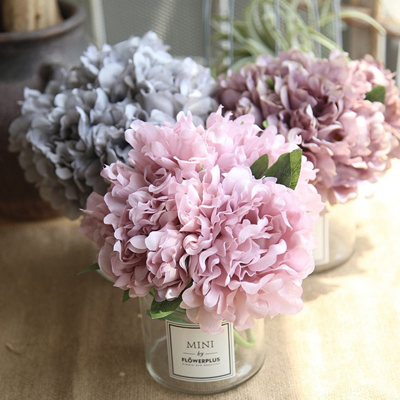 Artificial Peony Flowers Branches Set