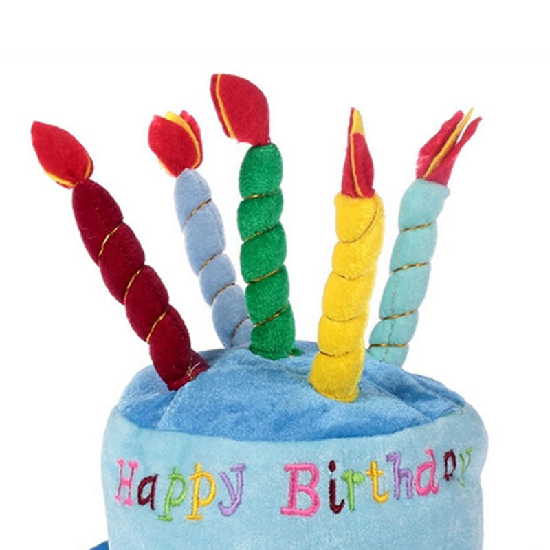 plush birthday cake hat with candles, view 6 - MRSLM