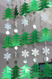 sequined christmas trees party garland, view 3 - MRSLM