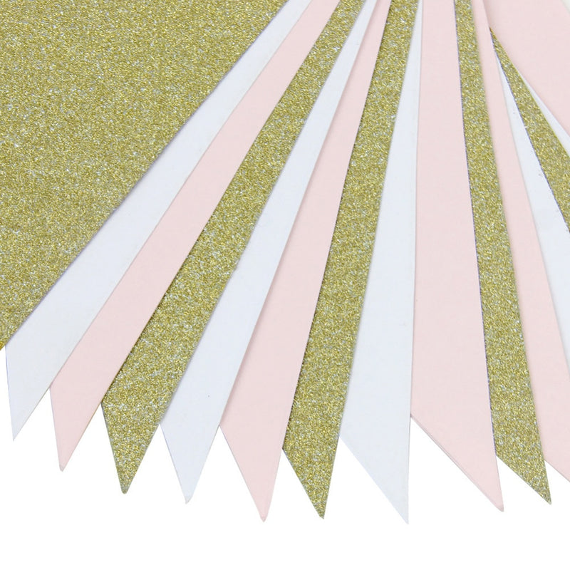 Pink and White Flag Garland for Party