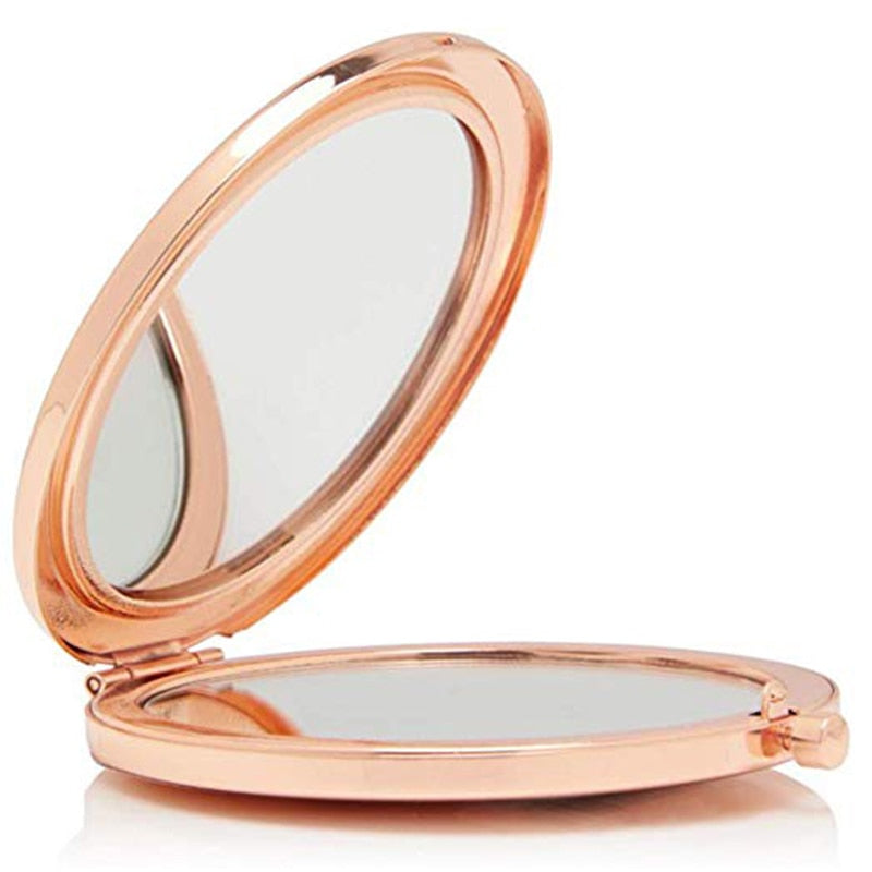 Decorative rose gold compact mirror, view 5 - MRSLM