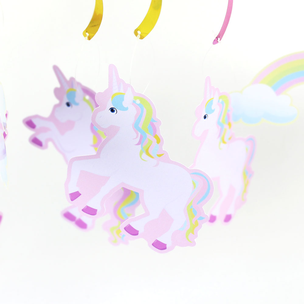 Rainbow Unicorn Design Party Ceiling Swirls 6 pcs Set