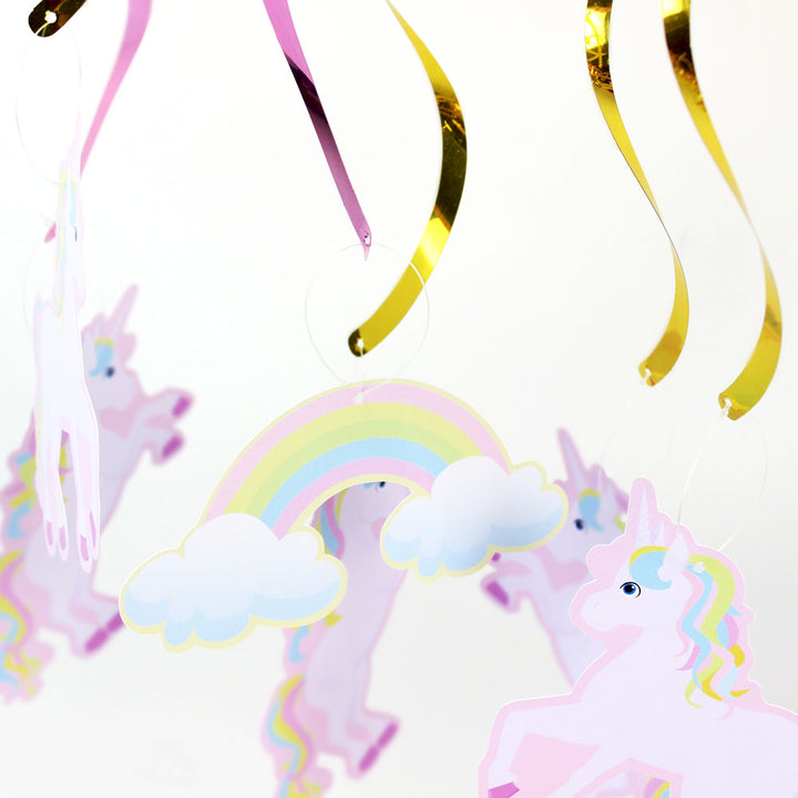 Rainbow Unicorn Design Party Ceiling Swirls 6 pcs Set