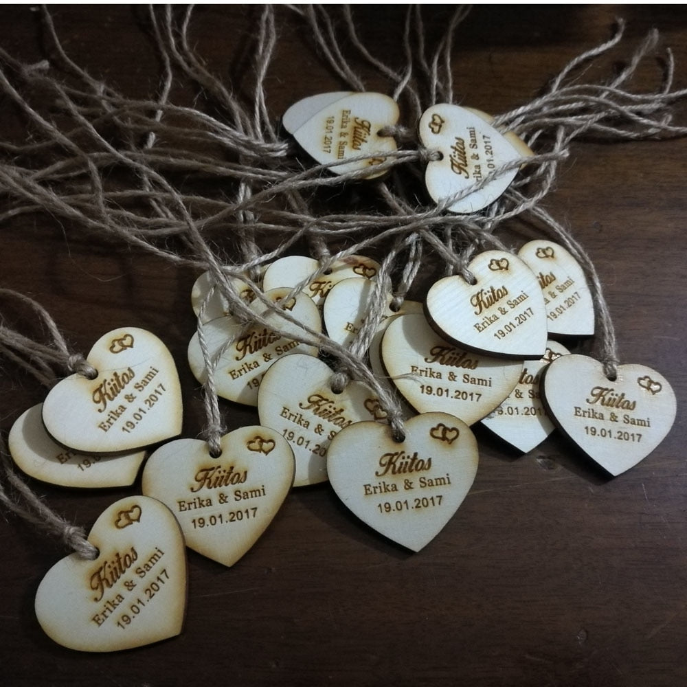 Personalized Heart Shaped Wooden Party Favors