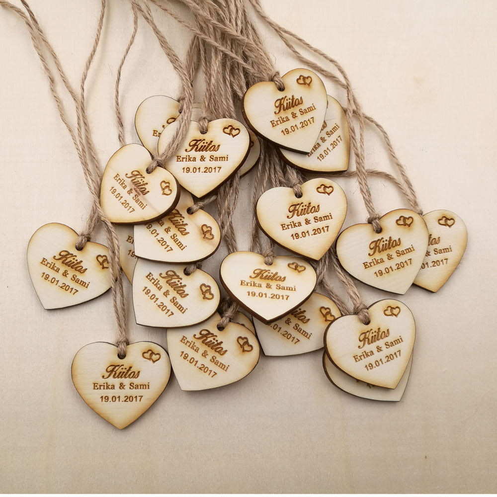 Personalized Heart Shaped Wooden Party Favors