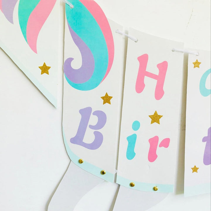 Unicorn Shaped Birthday Banner