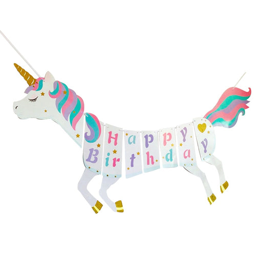 Unicorn shaped birthday banner - MRSLM