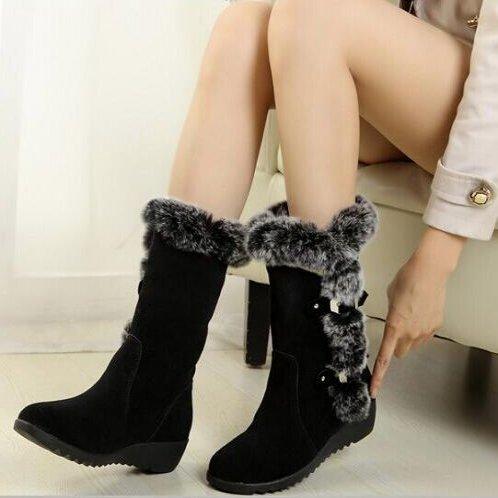 Snow Boots Mid-calf Faux Fur Plush Winter Women Boots - MRSLM