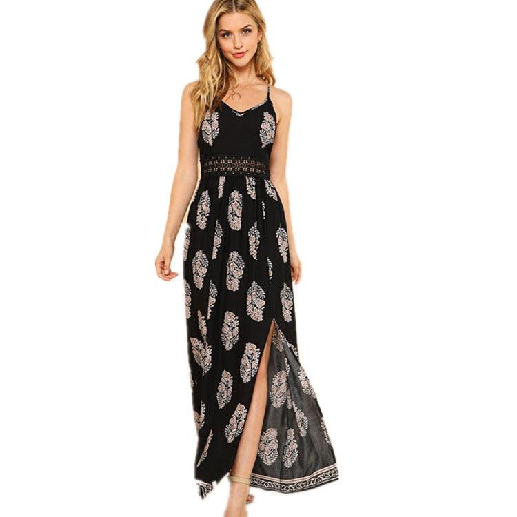 Printed split wild dress - MRSLM