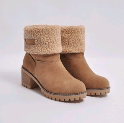 Mid-Tube Thick Heel Suede Snow Boots - MRSLM