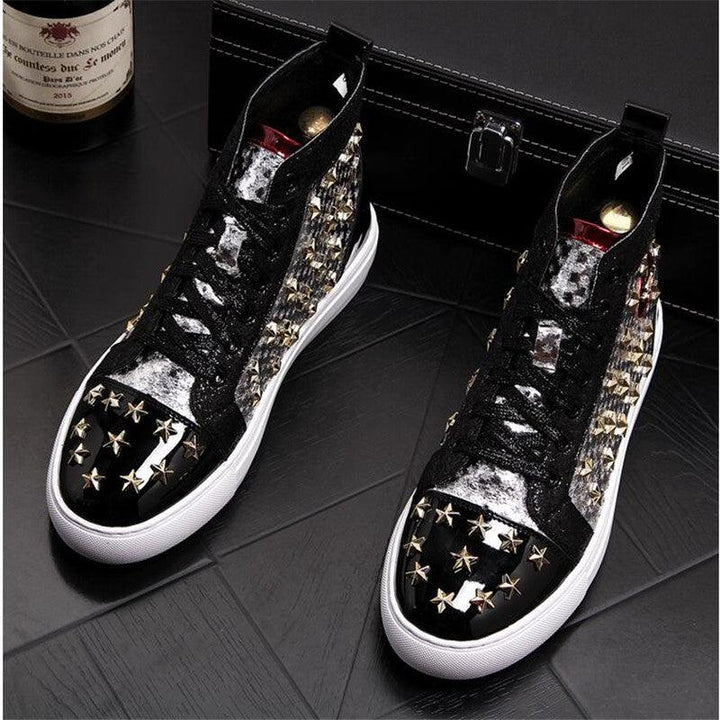 High-top punk studded casual shoes - MRSLM