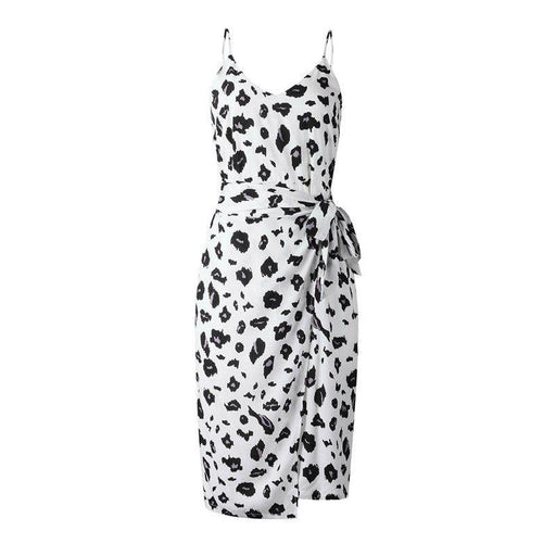 Women's printed split suspender chiffon dress, view 4 - MRSLM