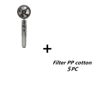 Propeller Driven Shower Head With Stop Button And Cotton Filter Turbocharged High Pressure Handheld Shower Nozzle - MRSLM