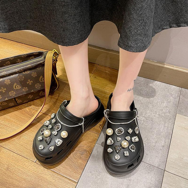 Hole Shoes Women's Summer Thick-soled Increased Outer Wear Baotou Slippers - MRSLM