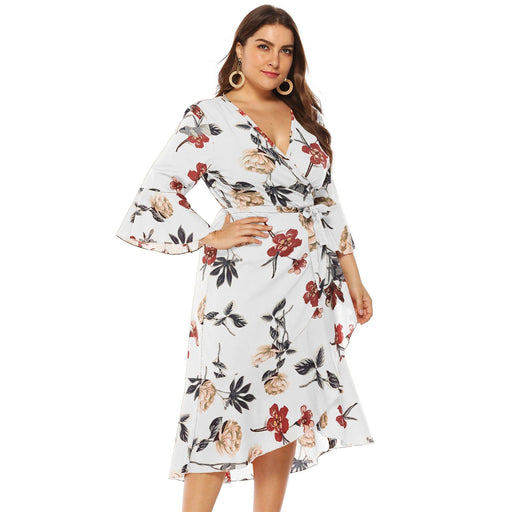 Irregular cross strap deep V dress, view 4 - MRSLM