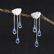 cloud fringed crystal teardrop earrings - MRSLM
