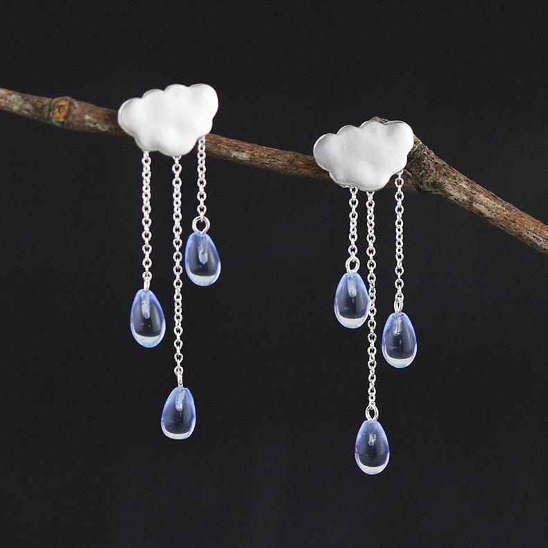 cloud fringed crystal teardrop earrings - MRSLM