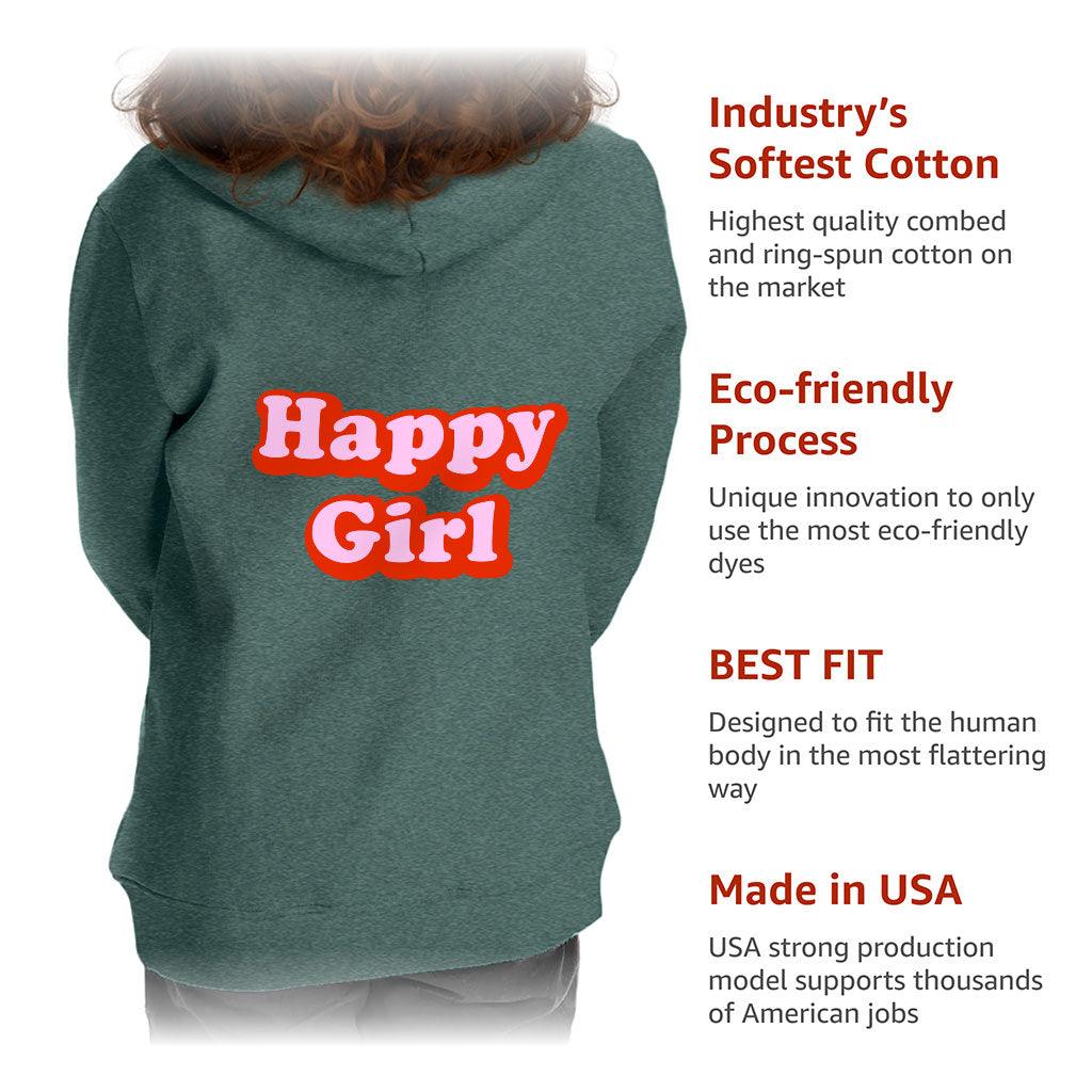 Happy Girl Toddler Full-Zip Hoodie - Graphic Toddler Hoodie - Cute Design Kids' Hoodie - MRSLM