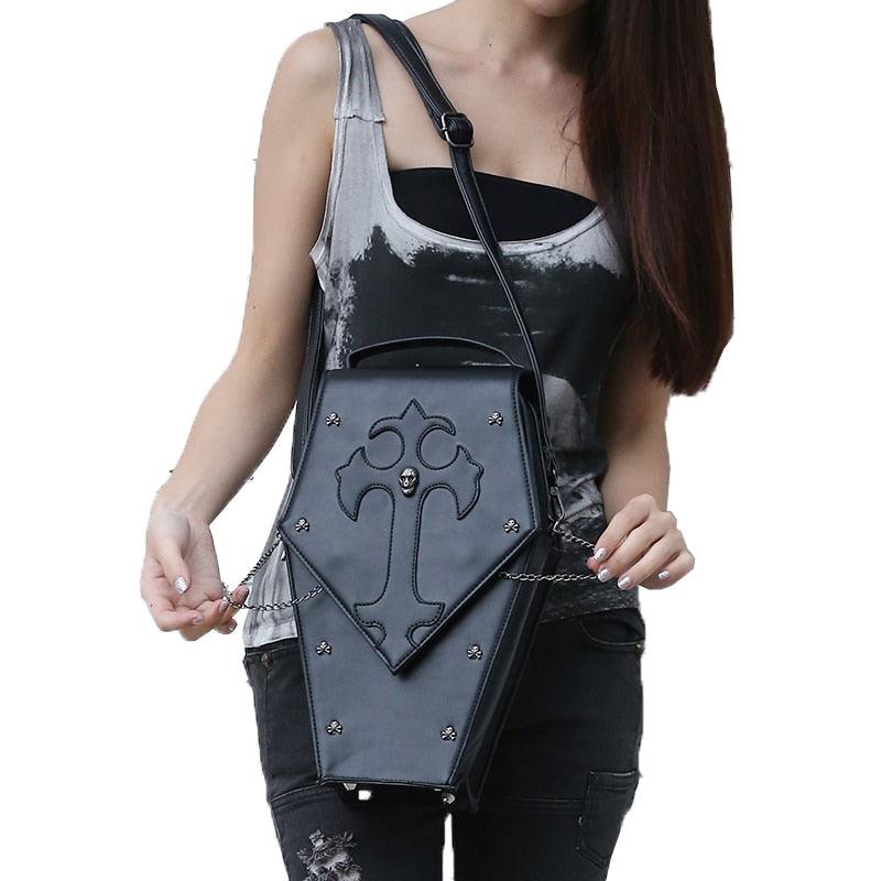 black PU shoulder messenger handbag, view 2 - MRSLM