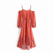 printed strapless strap dress, view 3 - MRSLM