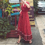 Bohemian V-neck long dress, view 3 - MRSLM