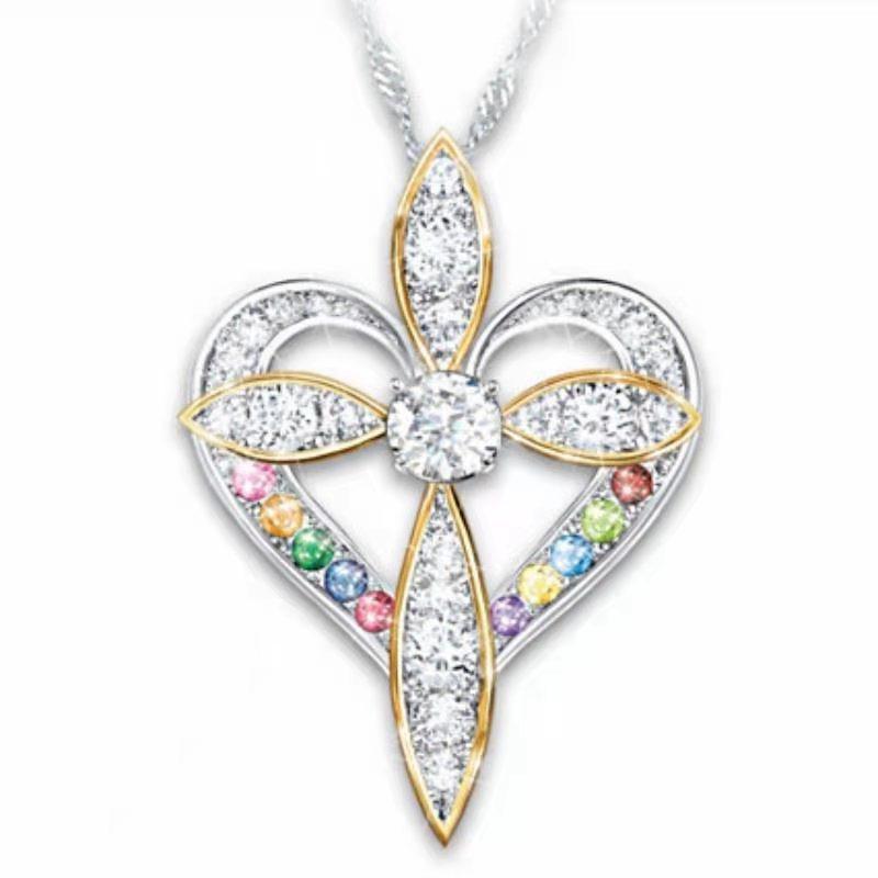 heart shaped cross pendant necklace - MRSLM