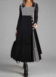 Striped doll collar large hem dress, view 2 - MRSLM